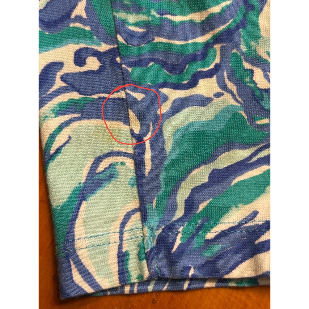 Lilly Pulitzer XL Blue Green Oyster Bay Pima Cotton Henley Top Palm Beach Chic - Picture 7 of 9